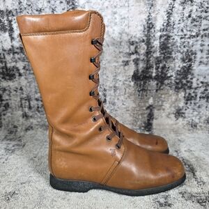 Tod's Women's Tall Lace-Up Boots Tan Leather Size 37.5/7.5